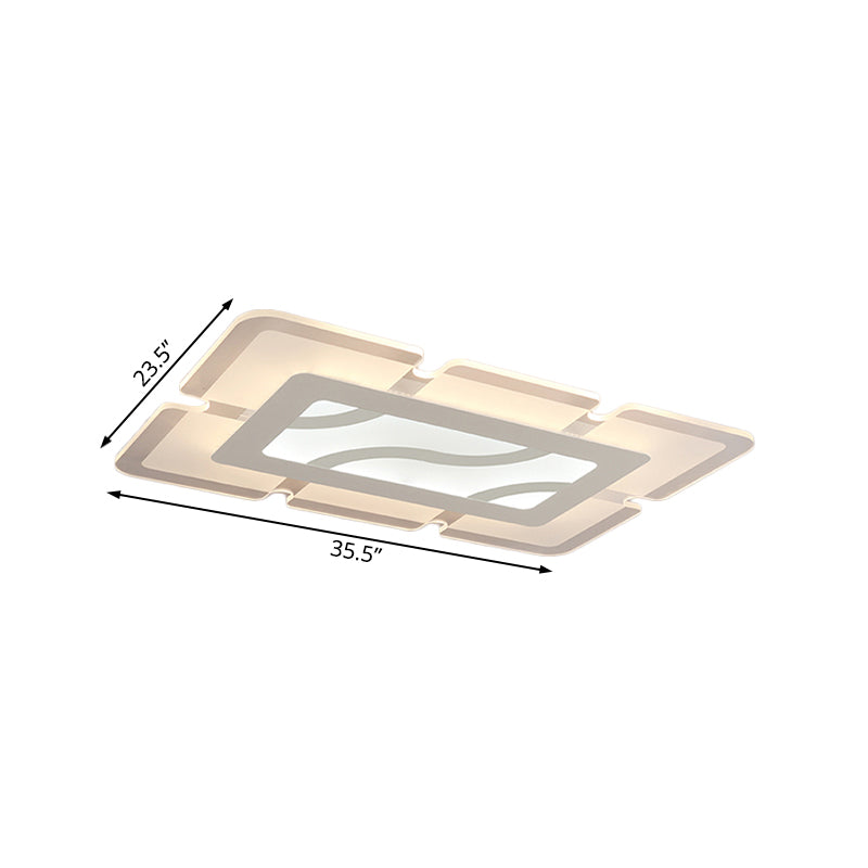 Rectangular Flush Mount Lamp Simplicity Acrylic LED 23.5"/35.5"/47" Wide White Ceiling Light in Warm/White Light Clearhalo 'Ceiling Lights' 'Close To Ceiling Lights' 'Close to ceiling' 'Flush mount' Lighting' 106542