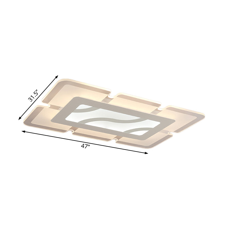 Rectangular Flush Mount Lamp Simplicity Acrylic LED 23.5"/35.5"/47" Wide White Ceiling Light in Warm/White Light Clearhalo 'Ceiling Lights' 'Close To Ceiling Lights' 'Close to ceiling' 'Flush mount' Lighting' 106543