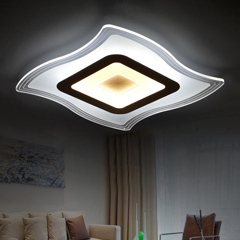 16.5"/20.5"/23.5" Wide Acrylic Carpet Flush Ceiling Light Modern LED Flush Mount Lamp in Warm/White Light White White Clearhalo 'Ceiling Lights' 'Close To Ceiling Lights' 'Close to ceiling' 'Flush mount' Lighting' 106544