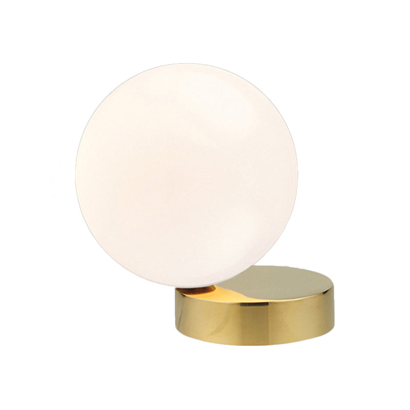 Milk Glass Global Flush Mount Lighting Contemporary 6"/8" W 1 Head Close to Ceiling Light in Gold Finish Clearhalo 'Ceiling Lights' 'Close To Ceiling Lights' 'Close to ceiling' 'Semi-flushmount' Lighting' 106573