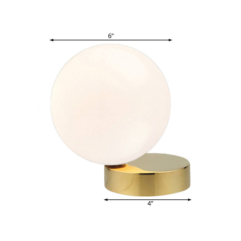 Milk Glass Global Flush Mount Lighting Contemporary 6"/8" W 1 Head Close to Ceiling Light in Gold Finish Clearhalo 'Ceiling Lights' 'Close To Ceiling Lights' 'Close to ceiling' 'Semi-flushmount' Lighting' 106574