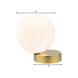 Milk Glass Global Flush Mount Lighting Contemporary 6"/8" W 1 Head Close to Ceiling Light in Gold Finish Clearhalo 'Ceiling Lights' 'Close To Ceiling Lights' 'Close to ceiling' 'Semi-flushmount' Lighting' 106574