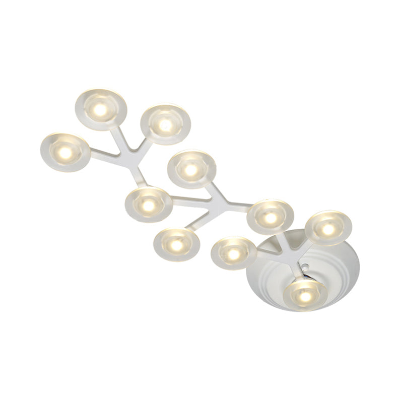 LED 7/9/10 Lights Kitchen Flushmount Light with Round Acrylic Shade White Flush Ceiling Light in Warm/White Light Clearhalo 'Ceiling Lights' 'Close To Ceiling Lights' 'Close to ceiling' 'Semi-flushmount' Lighting' 106687