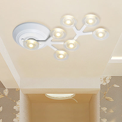 LED 7/9/10 Lights Kitchen Flushmount Light with Round Acrylic Shade White Flush Ceiling Light in Warm/White Light Clearhalo 'Ceiling Lights' 'Close To Ceiling Lights' 'Close to ceiling' 'Semi-flushmount' Lighting' 106689