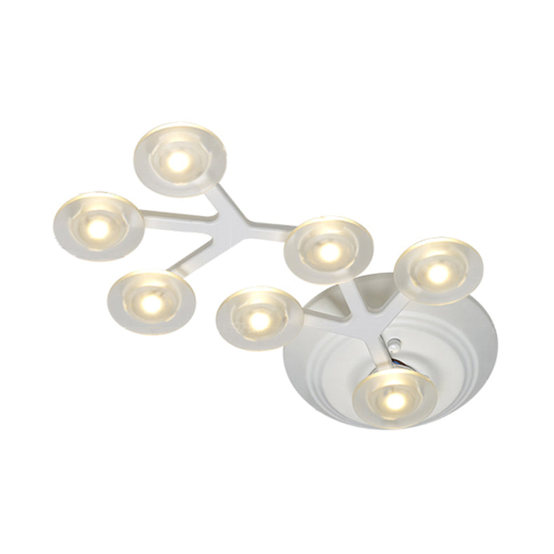 LED 7/9/10 Lights Kitchen Flushmount Light with Round Acrylic Shade White Flush Ceiling Light in Warm/White Light Clearhalo 'Ceiling Lights' 'Close To Ceiling Lights' 'Close to ceiling' 'Semi-flushmount' Lighting' 106690