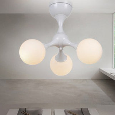 Molecular Semi Flush Light Nordic Style Frosted Glass 3 Lights Ceiling Mounted Light in Chrome/White for Living Room White Clearhalo 'Ceiling Lights' 'Close To Ceiling Lights' 'Close to ceiling' 'Semi-flushmount' Lighting' 106714