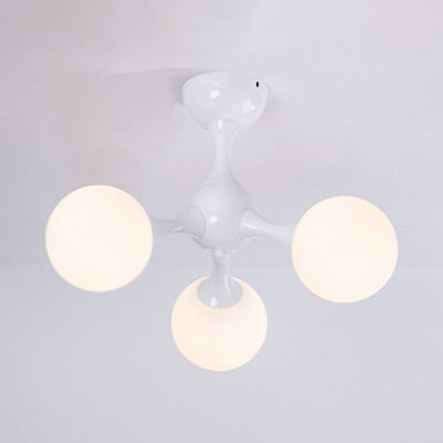 Molecular Semi Flush Light Nordic Style Frosted Glass 3 Lights Ceiling Mounted Light in Chrome/White for Living Room Clearhalo 'Ceiling Lights' 'Close To Ceiling Lights' 'Close to ceiling' 'Semi-flushmount' Lighting' 106715