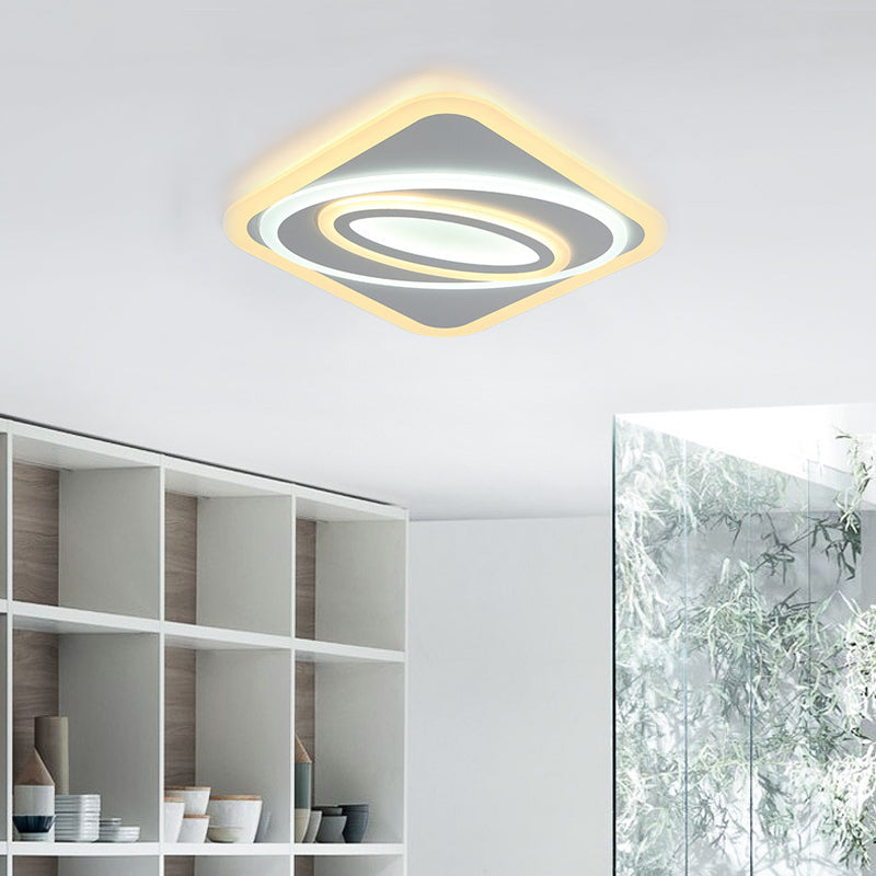 Geometric LED Flush Mount Contemporary Acrylic 8"/19.5" Wide Bedroom Ceiling Light Fixture in Warm/White Light Clearhalo 'Ceiling Lights' 'Close To Ceiling Lights' 'Close to ceiling' 'Flush mount' Lighting' 106764