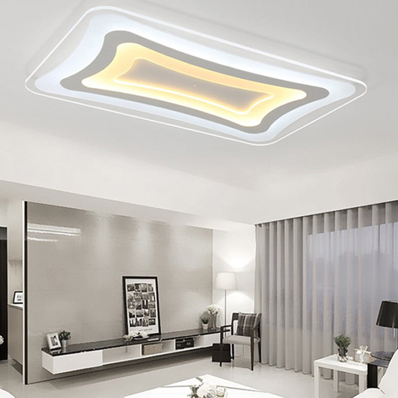 23.5"/35.5"/47" Wide Rectangular Acrylic Flushmount Simple LED White Ceiling Light in Warm/White Light White Clearhalo 'Ceiling Lights' 'Close To Ceiling Lights' 'Close to ceiling' 'Flush mount' Lighting' 106815