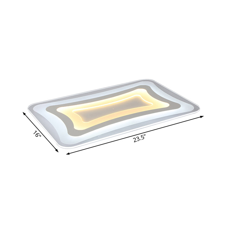 23.5"/35.5"/47" Wide Rectangular Acrylic Flushmount Simple LED White Ceiling Light in Warm/White Light Clearhalo 'Ceiling Lights' 'Close To Ceiling Lights' 'Close to ceiling' 'Flush mount' Lighting' 106819