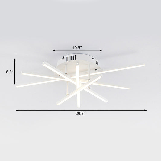 Simplicity Strip Acrylic Ceiling Flush Light LED Single Light Semi Flush Light Fixture in Warm/White Light Clearhalo 'Ceiling Lights' 'Close To Ceiling Lights' 'Close to ceiling' 'Semi-flushmount' Lighting' 106838