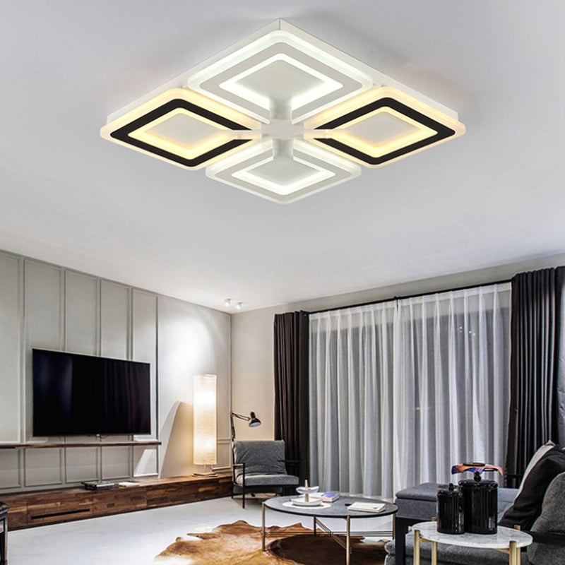 Diamond Pattern Flushmount Light Modern Acrylic LED Living Room Flush Mount Lamp in Warm/White/Second Gear White Clearhalo 'Ceiling Lights' 'Close To Ceiling Lights' 'Close to ceiling' 'Flush mount' Lighting' 106839