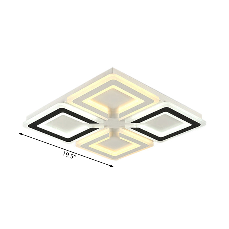 Diamond Pattern Flushmount Light Modern Acrylic LED Living Room Flush Mount Lamp in Warm/White/Second Gear Clearhalo 'Ceiling Lights' 'Close To Ceiling Lights' 'Close to ceiling' 'Flush mount' Lighting' 106842