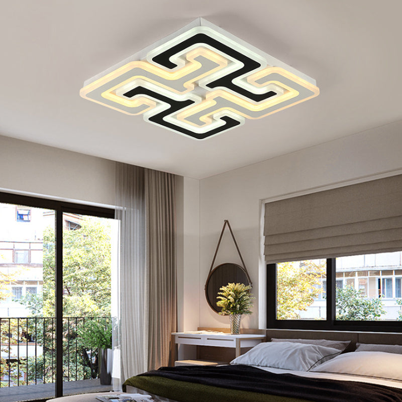 Modernism LED Ceiling Light with Acrylic Shade Black Maze Flush Mount Light in Warm/White/Second Gear Black Clearhalo 'Ceiling Lights' 'Close To Ceiling Lights' 'Close to ceiling' 'Semi-flushmount' Lighting' 106848