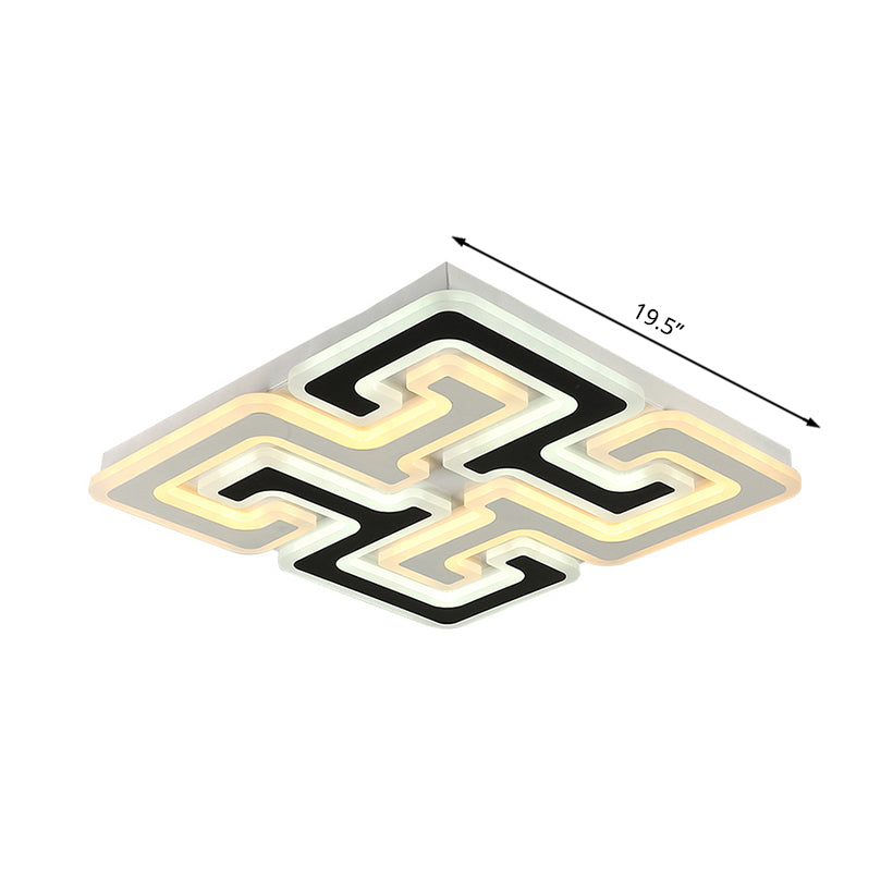 Modernism LED Ceiling Light with Acrylic Shade Black Maze Flush Mount Light in Warm/White/Second Gear Clearhalo 'Ceiling Lights' 'Close To Ceiling Lights' 'Close to ceiling' 'Semi-flushmount' Lighting' 106851