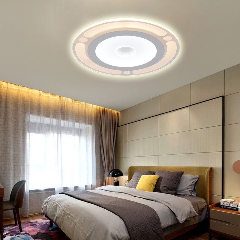 8"/16.5"/20.5" Wide Ring Bedroom Flushmount Acrylic LED Contemporary Ceiling Flush Mount Light in Warm/White Light White Clearhalo 'Ceiling Lights' 'Close To Ceiling Lights' 'Close to ceiling' 'Flush mount' Lighting' 106855