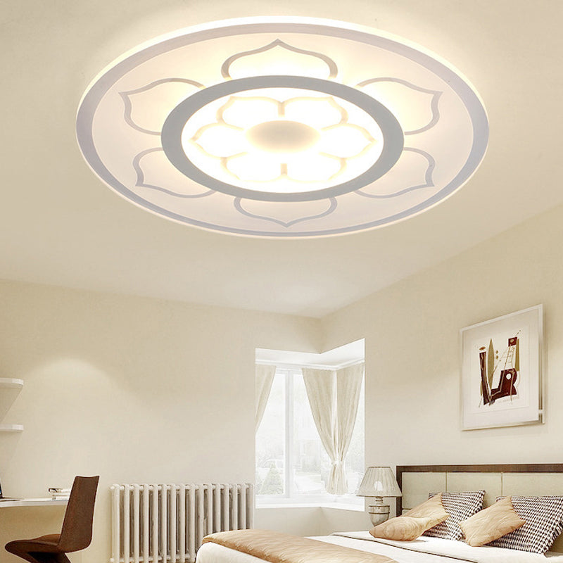 Acrylic Lotus Flush Mount Lamp Simple LED 8"/16.5"/20.5" Wide Ceiling Flush Light in Warm/White Light White Clearhalo 'Ceiling Lights' 'Close To Ceiling Lights' 'Close to ceiling' 'Flush mount' Lighting' 106865