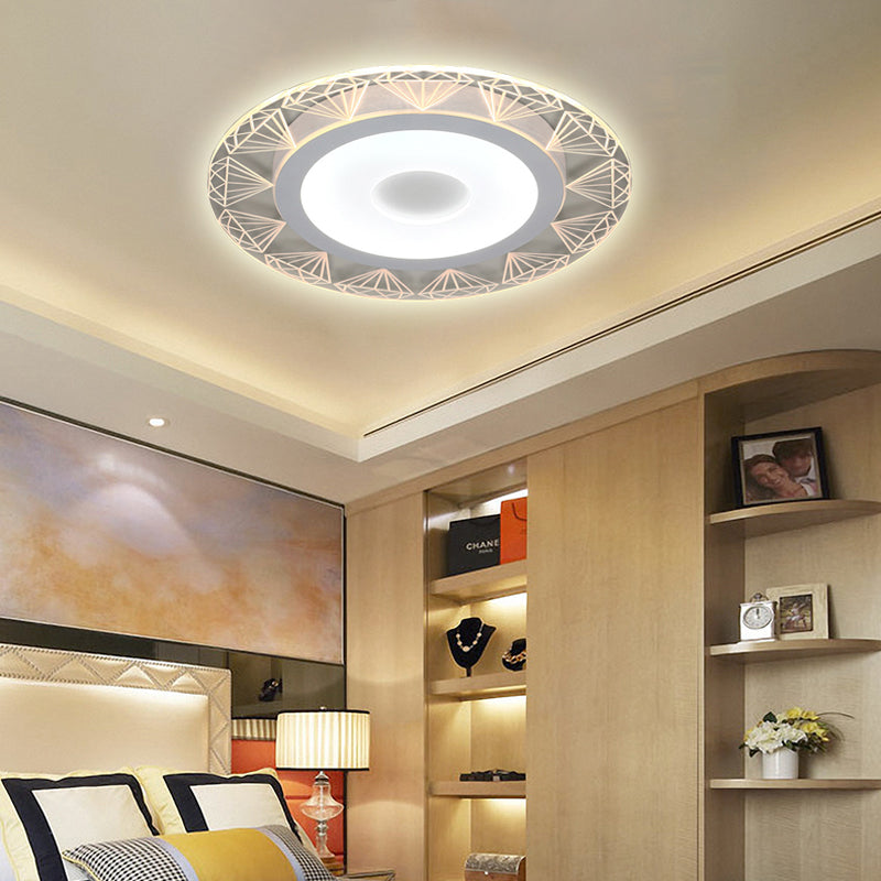 Diamond-Shaped Flush Ceiling Light Modern Acrylic 8"/16.5"/20.5" Wide LED Living Room Flush Mount Lamp in Warm/White Light Clearhalo 'Ceiling Lights' 'Close To Ceiling Lights' 'Close to ceiling' 'Flush mount' Lighting' 106879