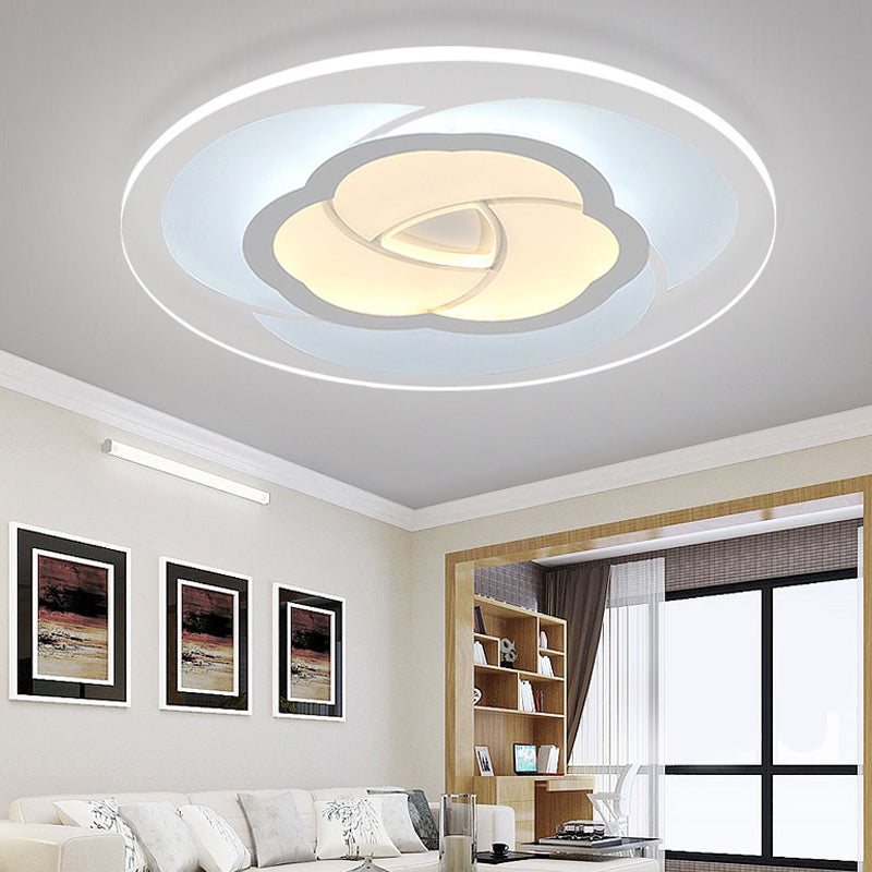 8"/16.5"/20.5" Wide LED Bedroom Flush Mount Light with Flower-Like Acrylic Shade White Ceiling Lamp in Warm/White Light Clearhalo 'Ceiling Lights' 'Close To Ceiling Lights' 'Close to ceiling' 'Flush mount' Lighting' 106891