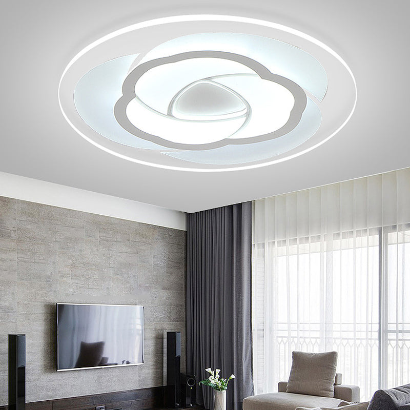 8"/16.5"/20.5" Wide LED Bedroom Flush Mount Light with Flower-Like Acrylic Shade White Ceiling Lamp in Warm/White Light Clearhalo 'Ceiling Lights' 'Close To Ceiling Lights' 'Close to ceiling' 'Flush mount' Lighting' 106892