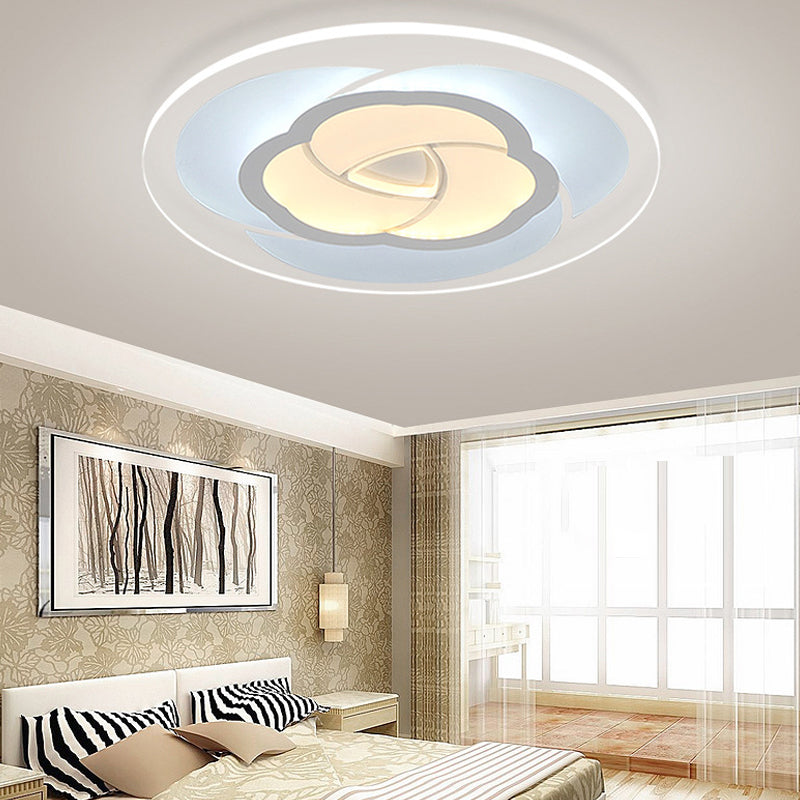 8"/16.5"/20.5" Wide LED Bedroom Flush Mount Light with Flower-Like Acrylic Shade White Ceiling Lamp in Warm/White Light Clearhalo 'Ceiling Lights' 'Close To Ceiling Lights' 'Close to ceiling' 'Flush mount' Lighting' 106893