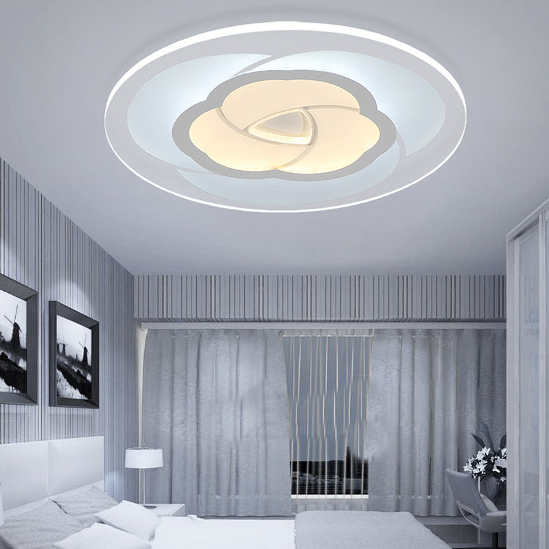 8"/16.5"/20.5" Wide LED Bedroom Flush Mount Light with Flower-Like Acrylic Shade White Ceiling Lamp in Warm/White Light Clearhalo 'Ceiling Lights' 'Close To Ceiling Lights' 'Close to ceiling' 'Flush mount' Lighting' 106894