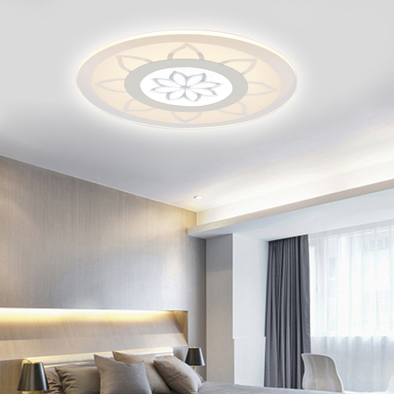 Blossom Acrylic Flushmount Contemporary LED White Ceiling Flush Lamp in Warm/White, 8"/16.5"20.5" Wide White Clearhalo 'Ceiling Lights' 'Close To Ceiling Lights' 'Close to ceiling' 'Flush mount' Lighting' 106902