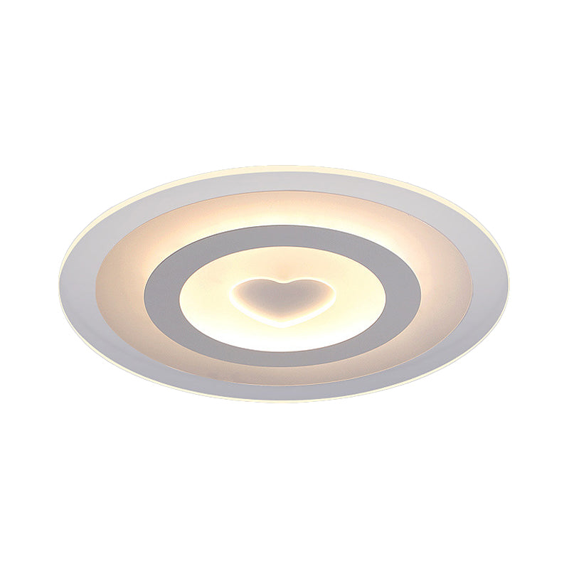 Modern Round Acrylic Flush Mount Light LED 8"/16.5"/20.5" Wide Flush Lamp with Heart Pattern in Warm/White Light Clearhalo 'Ceiling Lights' 'Close To Ceiling Lights' 'Close to ceiling' 'Flush mount' Lighting' 106921