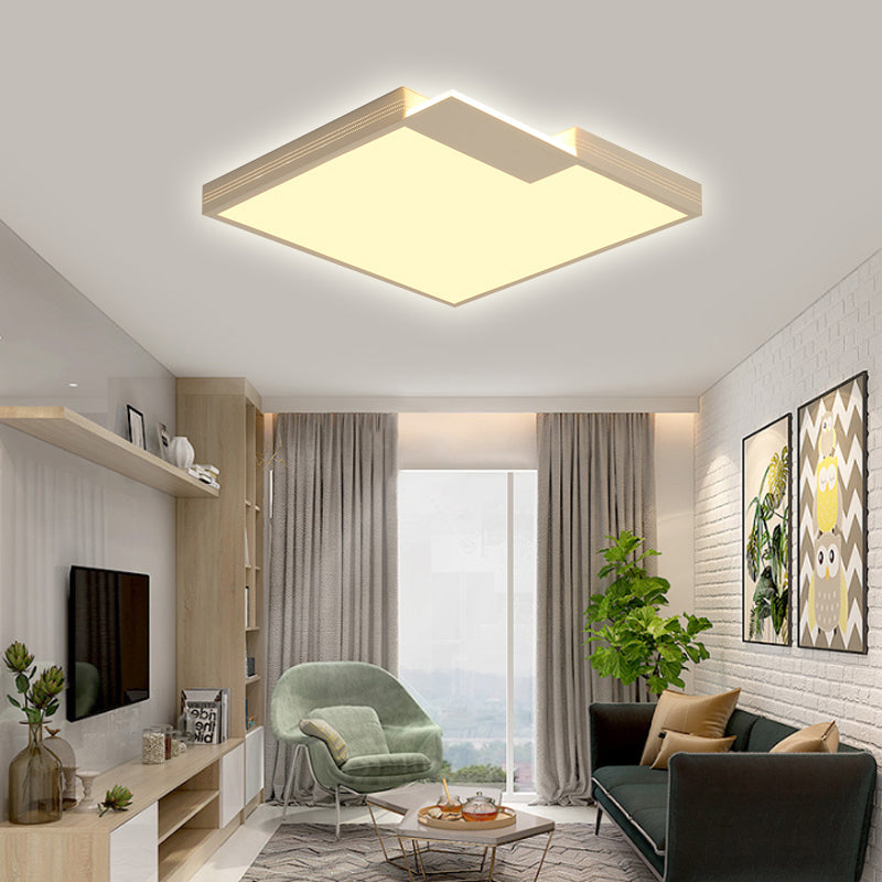 Squared Ceiling Lighting Minimalist Stylish LED 16"/19.5" Width Acrylic Flush Mount Lighting in White, Warm/White Lighting White Clearhalo 'Ceiling Lights' 'Close To Ceiling Lights' 'Close to ceiling' 'Flush mount' Lighting' 106928