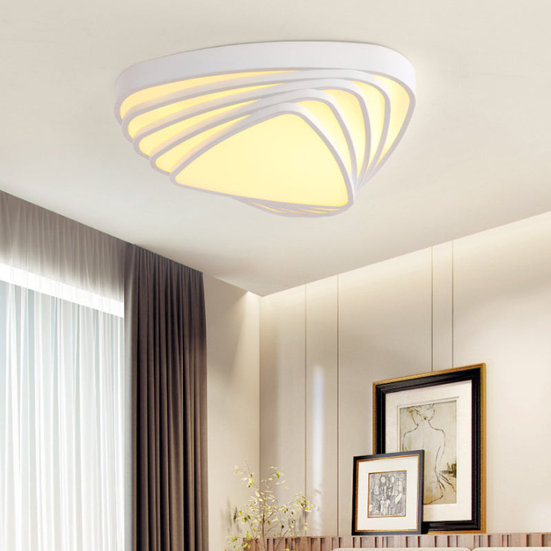 Modern Triangle Acrylic Shade Flush Mount Light Fixture White Bedroom Integrated LED Ceiling Flush Mount in Warm/White White Clearhalo 'Ceiling Lights' 'Close To Ceiling Lights' 'Close to ceiling' 'Flush mount' Lighting' 106955