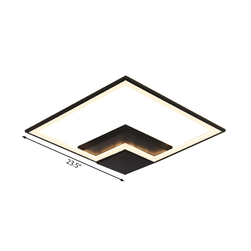 Black/White/Black and White Torch Square Ceiling Lamp Simplicity 16"/19.5"/23.5" Wide LED Acrylic Flush Mount Light in Warm/White Light Clearhalo 'Ceiling Lights' 'Close To Ceiling Lights' 'Close to ceiling' 'Flush mount' Lighting' 106970