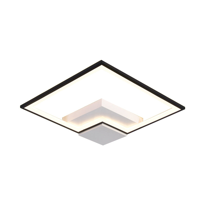 Black/White/Black and White Torch Square Ceiling Lamp Simplicity 16"/19.5"/23.5" Wide LED Acrylic Flush Mount Light in Warm/White Light Clearhalo 'Ceiling Lights' 'Close To Ceiling Lights' 'Close to ceiling' 'Flush mount' Lighting' 106978