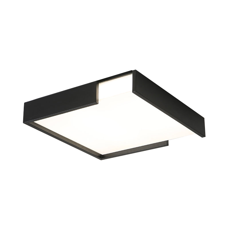 Squared Flush Mount Light Minimalism 16"/19.5" Dia LED Acrylic Ceiling Mounted Light in Black/White for Bedroom, Warm/White Light Clearhalo 'Ceiling Lights' 'Close To Ceiling Lights' 'Close to ceiling' 'Flush mount' Lighting' 106991