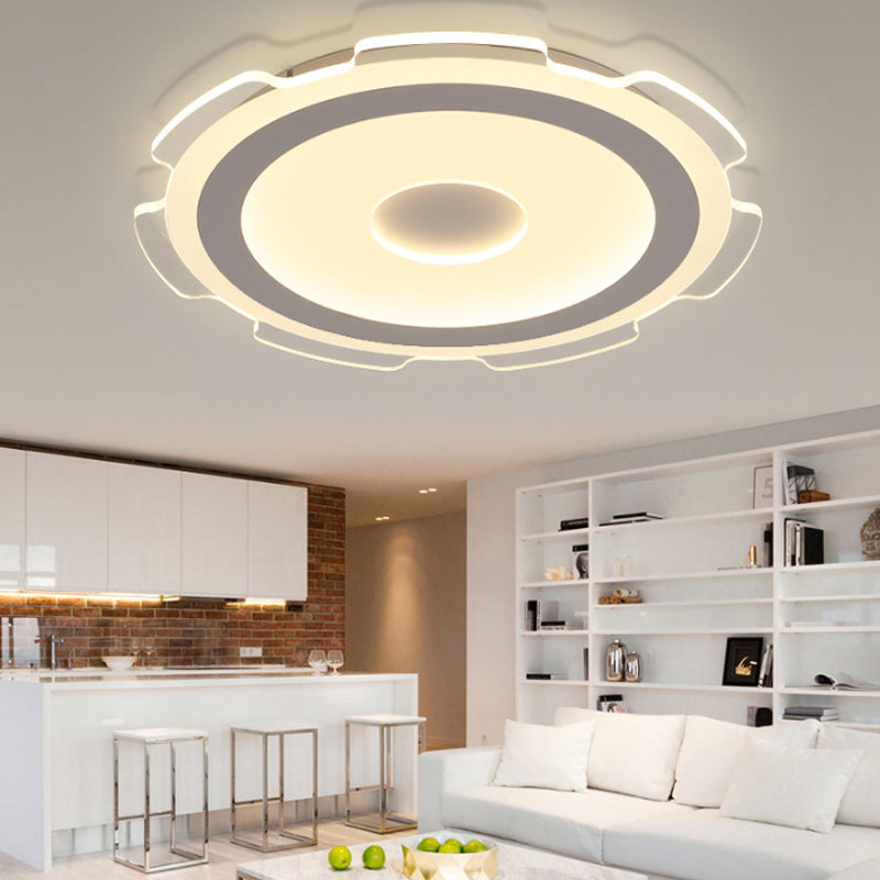 16.5"/20.5"/24.5" Wide Gear Flushmount Modern Acrylic LED Living Room Flush Mount Light in Warm/White Light White Clearhalo 'Ceiling Lights' 'Close To Ceiling Lights' 'Close to ceiling' 'Semi-flushmount' Lighting' 107003