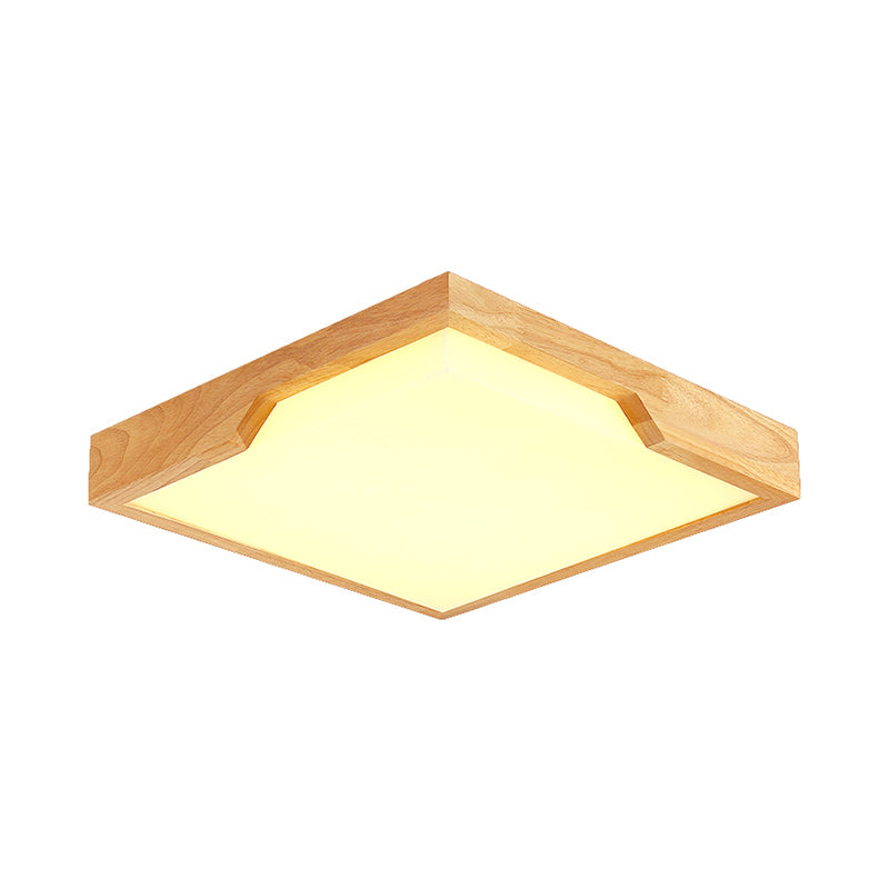 Wooden Square LED Ceiling Lamp Modern Single Light Flush Mount Lighting Fixture, 16"/19.5"/23.5" Wide Clearhalo 'Ceiling Lights' 'Close To Ceiling Lights' 'Close to ceiling' 'Flush mount' Lighting' 107192