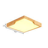 Wooden Square LED Ceiling Lamp Modern Single Light Flush Mount Lighting Fixture, 16"/19.5"/23.5" Wide Clearhalo 'Ceiling Lights' 'Close To Ceiling Lights' 'Close to ceiling' 'Flush mount' Lighting' 107194