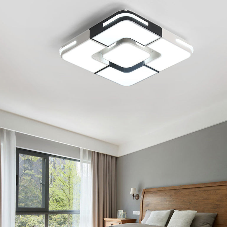 White Squared/Rectangular Ceiling Light Fixture Contemporary 19.5"/35.5" Wide LED Acrylic Flush Mount Lamp for Bedroom, Warm/White Light White 19.5" White Clearhalo 'Ceiling Lights' 'Close To Ceiling Lights' 'Close to ceiling' 'Flush mount' Lighting' 107333