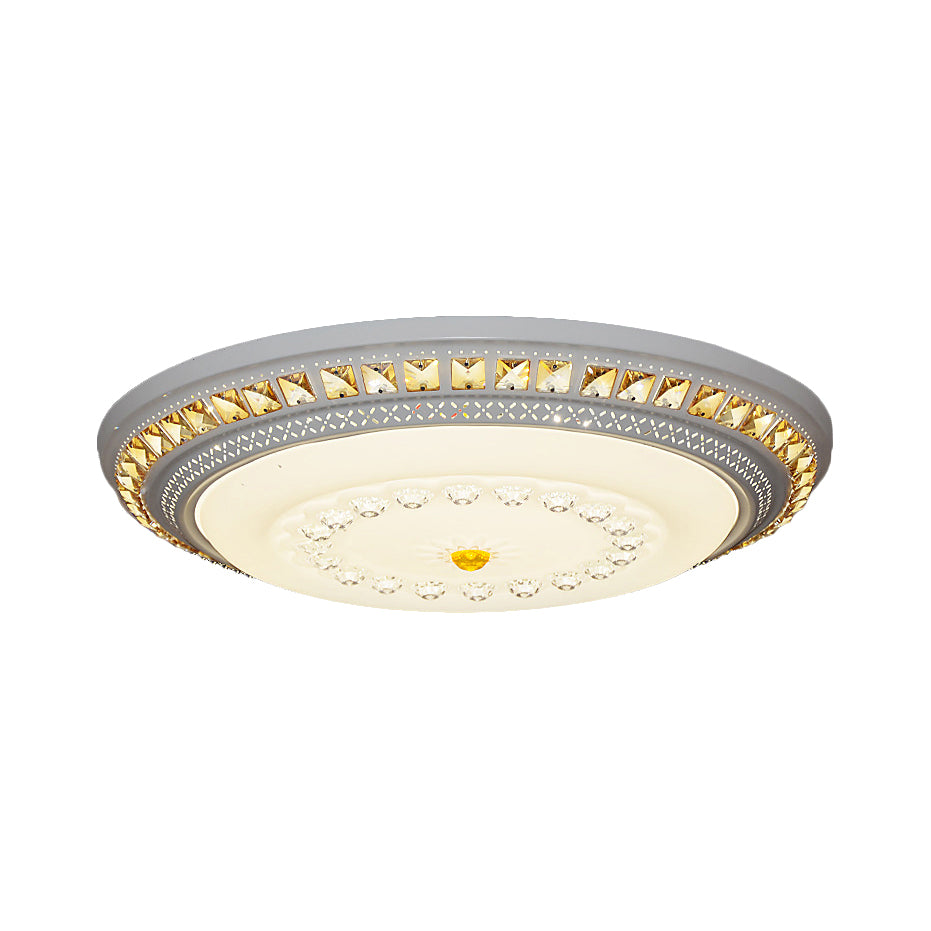 Crystal Accent Circular Flushmount Light Contemporary LED Ceiling Light Fixture in White for Hallway, 19.5"/23.5"/31.5" Width Clearhalo 'Ceiling Lights' 'Close To Ceiling Lights' 'Close to ceiling' 'Flush mount' Lighting' 107528