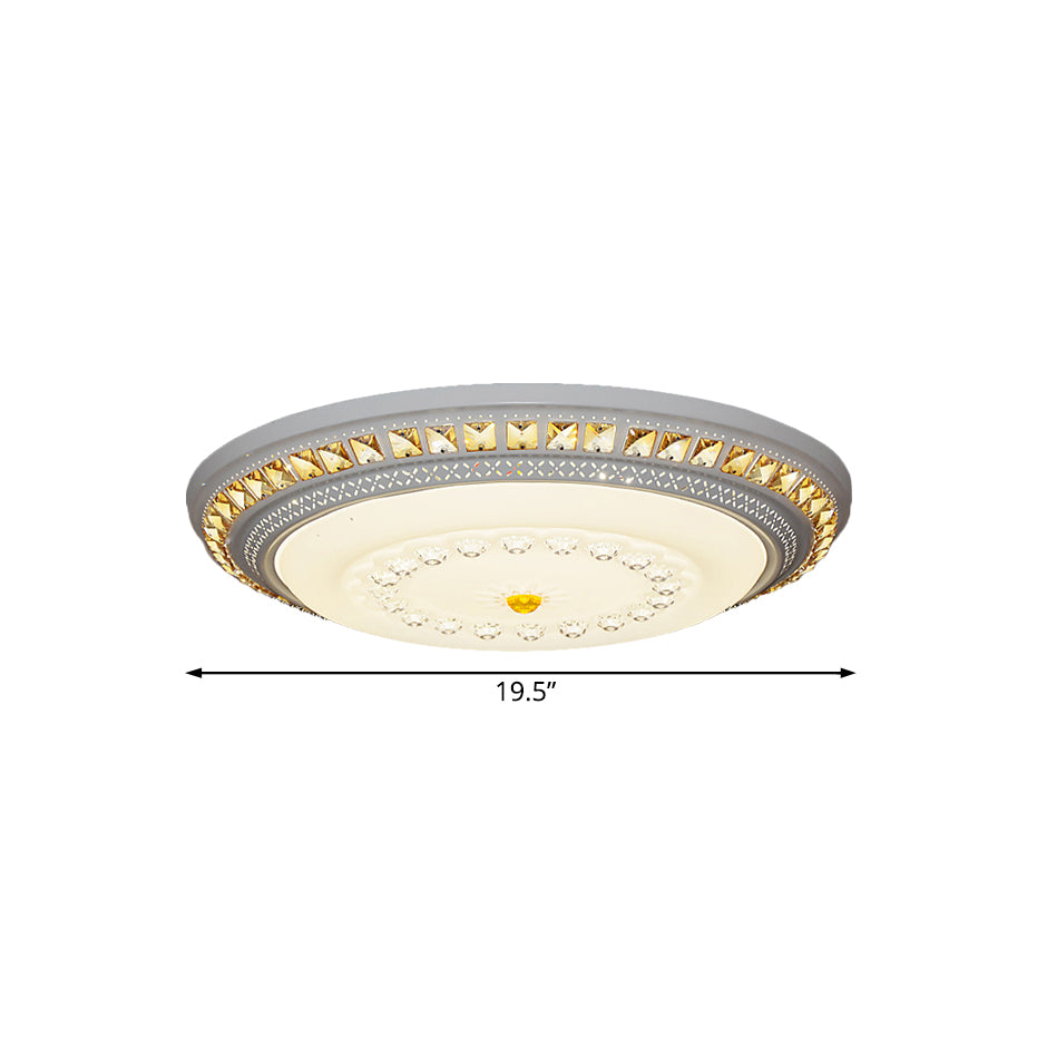 Crystal Accent Circular Flushmount Light Contemporary LED Ceiling Light Fixture in White for Hallway, 19.5"/23.5"/31.5" Width Clearhalo 'Ceiling Lights' 'Close To Ceiling Lights' 'Close to ceiling' 'Flush mount' Lighting' 107529