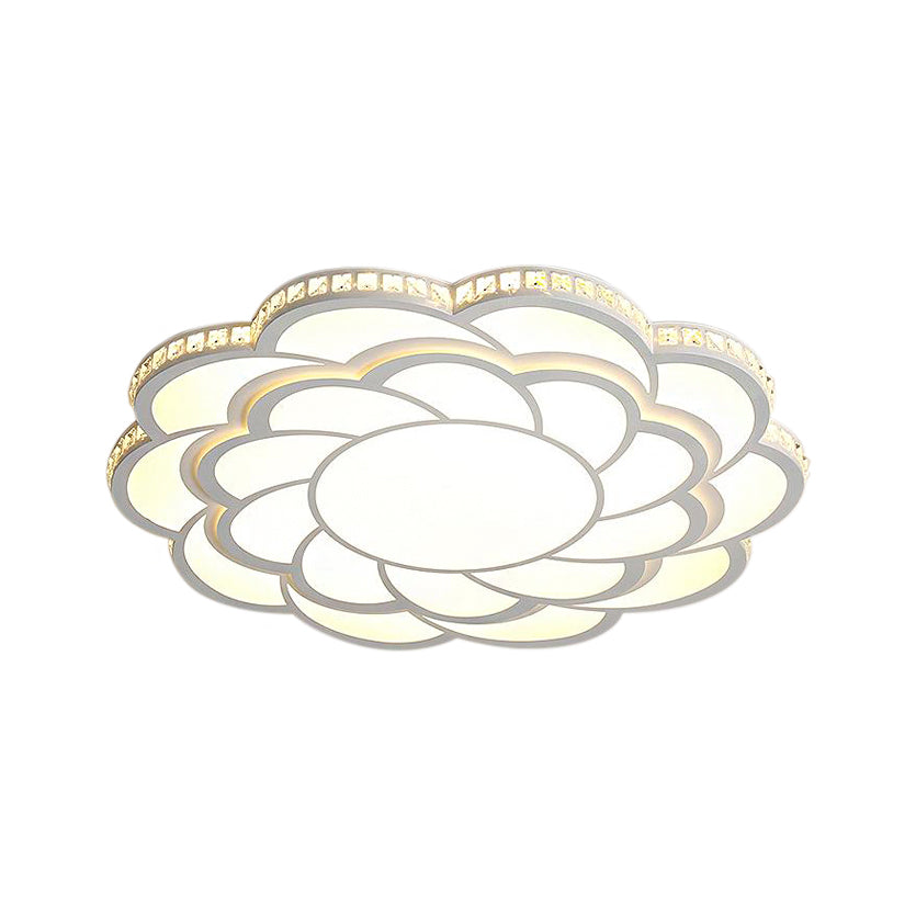 31.5"/39" Wide Blossom Large Flush Mount Fixture Modern LED Crystal Accent Flush Mount Lamp in Warm/White Light Clearhalo 'Ceiling Lights' 'Close To Ceiling Lights' 'Close to ceiling' 'Flush mount' Lighting' 107623