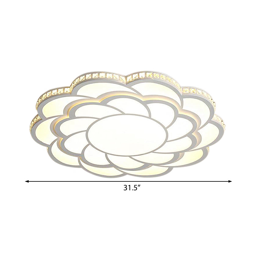 31.5"/39" Wide Blossom Large Flush Mount Fixture Modern LED Crystal Accent Flush Mount Lamp in Warm/White Light Clearhalo 'Ceiling Lights' 'Close To Ceiling Lights' 'Close to ceiling' 'Flush mount' Lighting' 107624