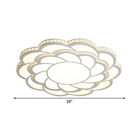 31.5"/39" Wide Blossom Large Flush Mount Fixture Modern LED Crystal Accent Flush Mount Lamp in Warm/White Light Clearhalo 'Ceiling Lights' 'Close To Ceiling Lights' 'Close to ceiling' 'Flush mount' Lighting' 107625