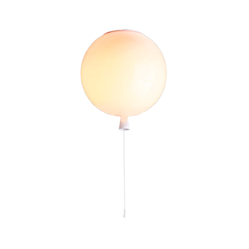 Balloon Shade Suspension Lamp Modernist Style Plastic 8"/10" Width 1 Light Living Room Ceiling Lamp in White Clearhalo 'Ceiling Lights' 'Close To Ceiling Lights' 'Close to ceiling' 'Flush mount' Lighting' 107903