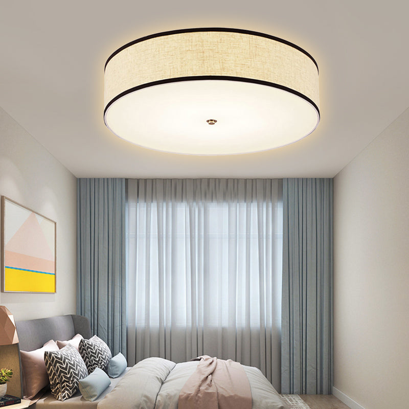 Drum Ceiling Mounted Light Simple Fabric 16"/19.5"/23.5" Dia LED White Flush Mount Lamp White Clearhalo 'Ceiling Lights' 'Close To Ceiling Lights' 'Close to ceiling' 'Flush mount' Lighting' 107970