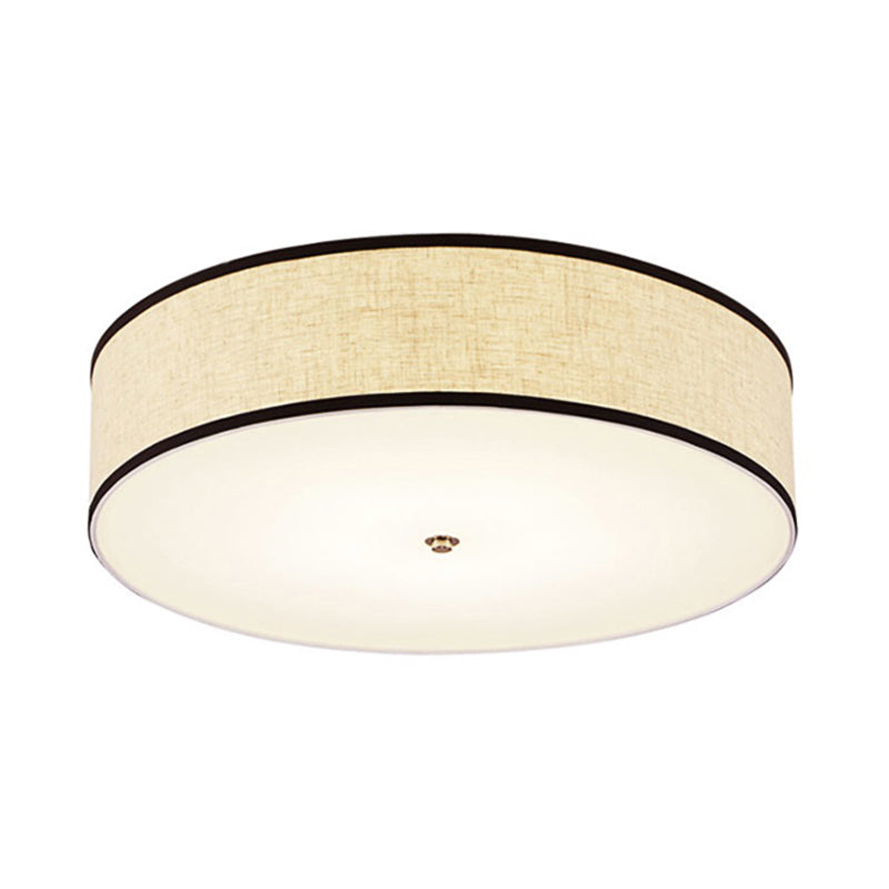 Drum Ceiling Mounted Light Simple Fabric 16"/19.5"/23.5" Dia LED White Flush Mount Lamp Clearhalo 'Ceiling Lights' 'Close To Ceiling Lights' 'Close to ceiling' 'Flush mount' Lighting' 107974