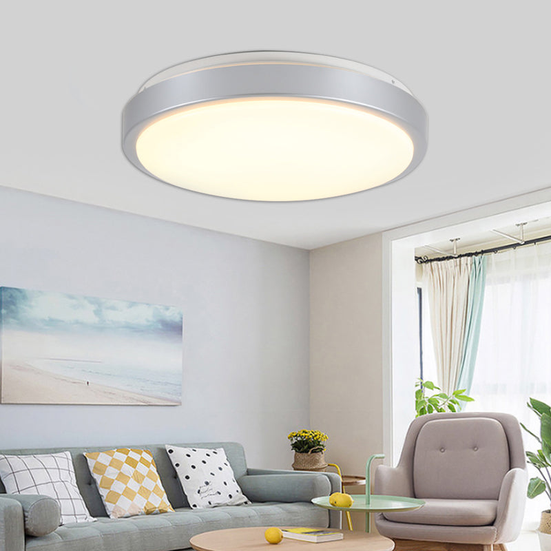 Acrylic Shade Flush Mount Ceiling Light Modern Metal Silver LED Ceiling Flush Mount for Living Room in Warm/White, 10.5"/13"/16" Dia Clearhalo 'Ceiling Lights' 'Close To Ceiling Lights' 'Close to ceiling' 'Flush mount' Lighting' 108002