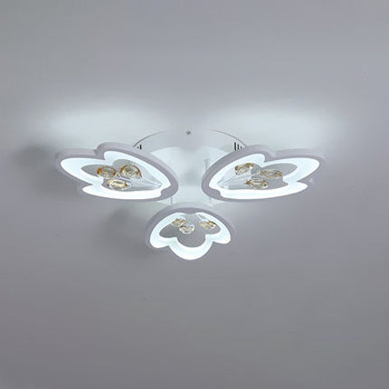 3/5/9-Light LED Bedroom Flush Light with Leaves Acrylic Shade White Flush Mount Ceiling Lamp in Warm/White/Natural Light 3 White White Clearhalo 'Ceiling Lights' 'Close To Ceiling Lights' 'Close to ceiling' 'Semi-flushmount' Lighting' 109023