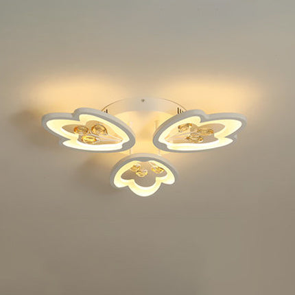 3/5/9-Light LED Bedroom Flush Light with Leaves Acrylic Shade White Flush Mount Ceiling Lamp in Warm/White/Natural Light 3 White Clearhalo 'Ceiling Lights' 'Close To Ceiling Lights' 'Close to ceiling' 'Semi-flushmount' Lighting' 109024