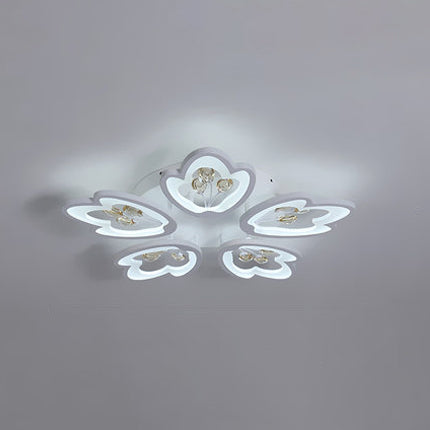 3/5/9-Light LED Bedroom Flush Light with Leaves Acrylic Shade White Flush Mount Ceiling Lamp in Warm/White/Natural Light 5 White White Clearhalo 'Ceiling Lights' 'Close To Ceiling Lights' 'Close to ceiling' 'Semi-flushmount' Lighting' 109025