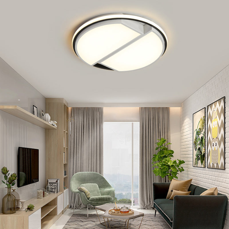 White Round Flush Mount Light Fixture with Acrylic Shade Simple Metal LED 16"/19.5" Dia Ceiling Flush Mount for Bedroom White Clearhalo 'Ceiling Lights' 'Close To Ceiling Lights' 'Close to ceiling' 'Flush mount' Lighting' 109728